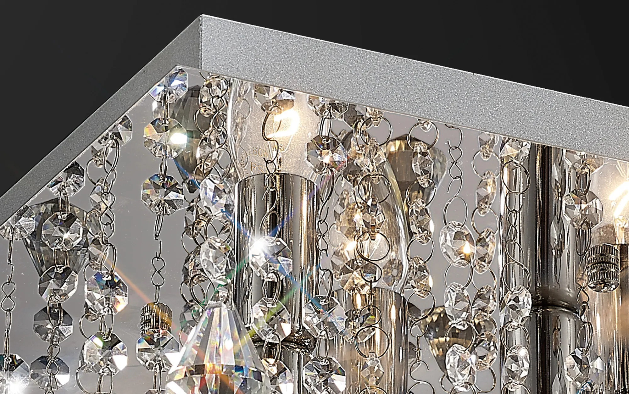 Acton Crystal Square Flush Ceiling 5 Light Polished Chrome D0146  Deco Acton